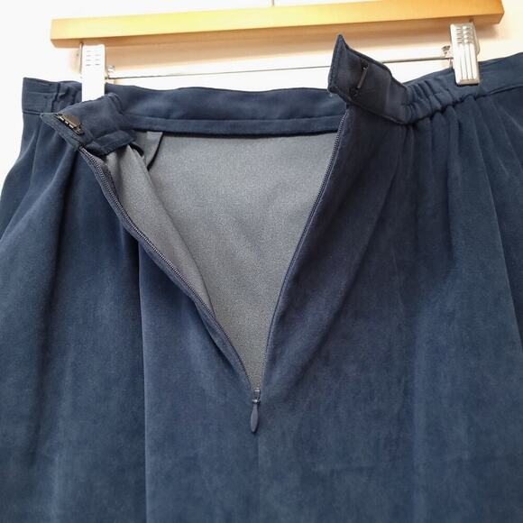 Vintage Leslie Fay Skirt Size 12 Womens Blue Faux Suede Midi Flat Front - Picture 7 of 7